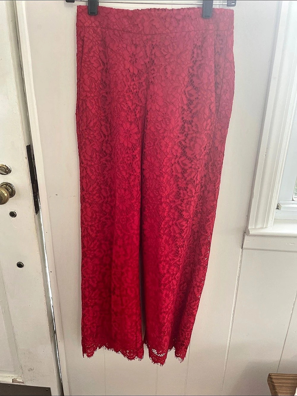 J.Crew Lace Midi Skirt in Red Size Medium Like New
